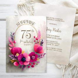 Rosa blomsteröverraskning 75-årsfest inbjudningar