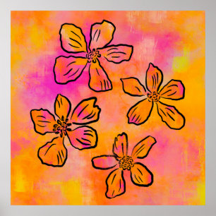 Rosa blomsterpop poster