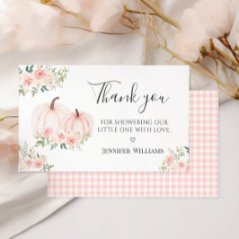 Rosa blomsterpumpa baby shower tackkort tilläggskort