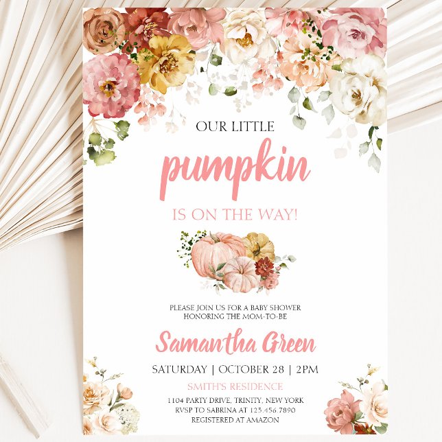 Rosa blomsterpumpa för baby shower-inbjudan inbjudningar (Skapare uppladdad)