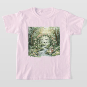 Rosa blomsterrik skogsekorre t shirt