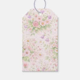 Rosa blomsterros & tusenskönemugg — Pastellbotanik Presentetikett