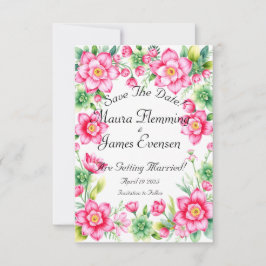 Rosa Blomsterspara datumkortet Spara Datumet