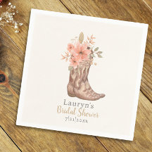Rosa blomsterstövlar cowgirl bröllopsdusch servett