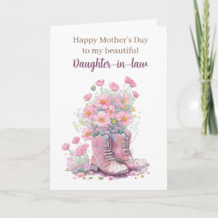 Rosa blomsterstövlar mors dag svärdotter kort