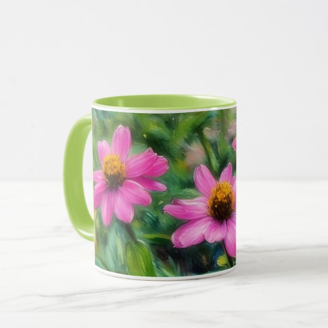 Rosa Blomsterträdgård Art Mugg Kopp (Framsida vänster)