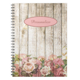 Rosa Blomsterträdgård av Wood Fence Personalize Anteckningsbok