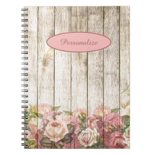 Rosa Blomsterträdgård av Wood Fence Personalize Anteckningsbok