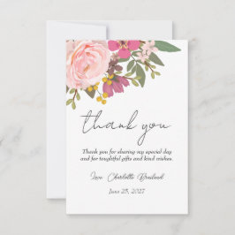 Rosa blomsterträdgård vår bröllopsfest tack kort