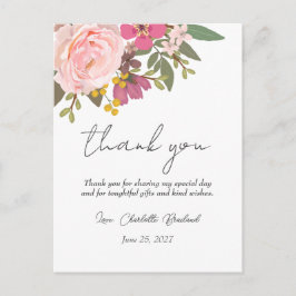 Rosa blomsterträdgård vår bröllopsfest vykort