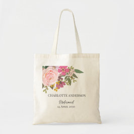 Rosa blomsterträdgård vår brudtärna namn tygkasse