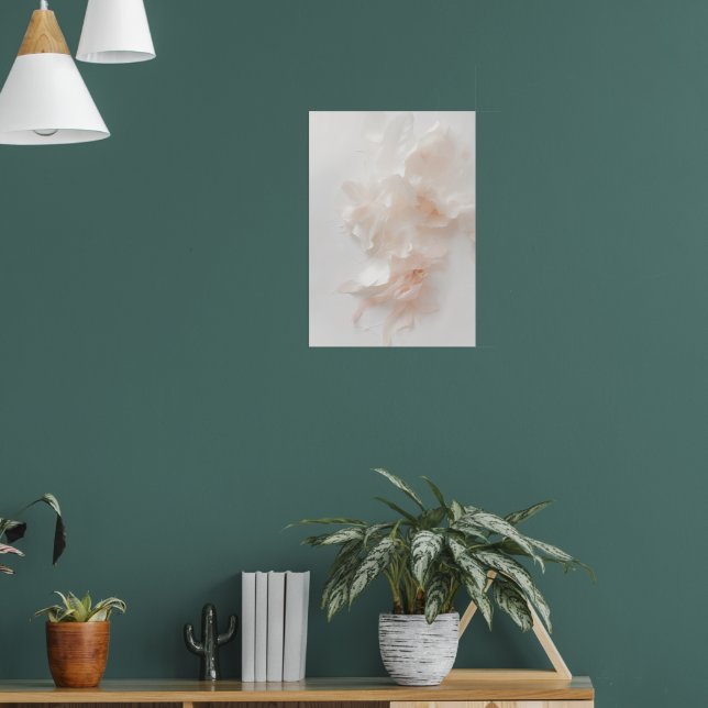 Rosa blomstertryck i abstrakt stil | Mjuk kronblad Poster (Vardagsrum 1)