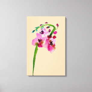 Rosa blomstervattenfärg Verbascum Canvastryck