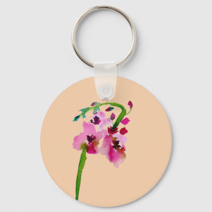Rosa blomvattenfärg verbascum rosafärgad blomma nyckelring
