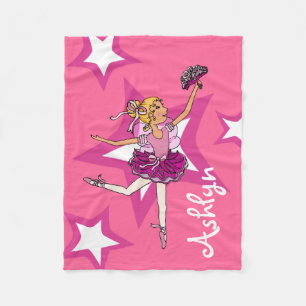 Rosa blonde ballerina-flicka namn balletfilt fleecefilt