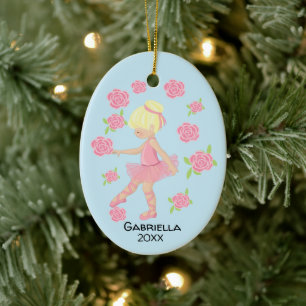 Rosa Blonde Hved Ballerina jul Julgransprydnad Keramik