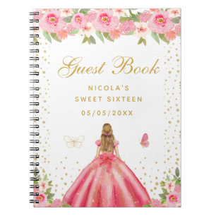 Rosa Blondt Hår Prinsessa Sweet Sixteen Anteckningsbok