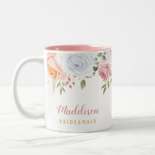 Rosa Bloom Bridesmaid Gift Två-Tonad Mugg