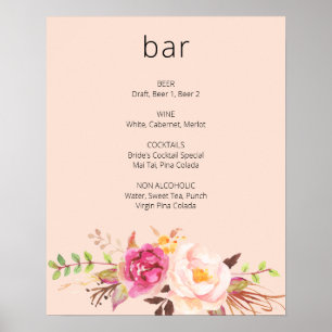 Rosa  Blooming Blommigt Pub-tecken - Rosa Poster