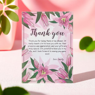 Rosa Blooming Lilies Baby Shower/ Birthday Tack Kort