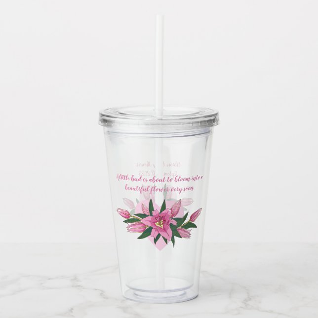 Rosa Blooming Lilies Baby Shower Take Away Mugg (Framsida)