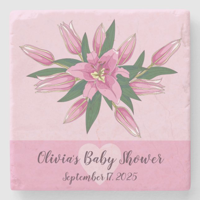 Rosa Blooming Lily Stenunderlägg (Framsidan)