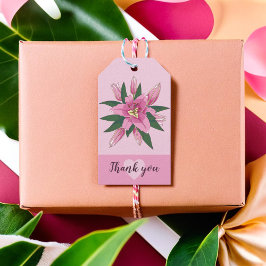 Rosa Blooming Lily Sweet Heart Tack för att du ger Presentetikett