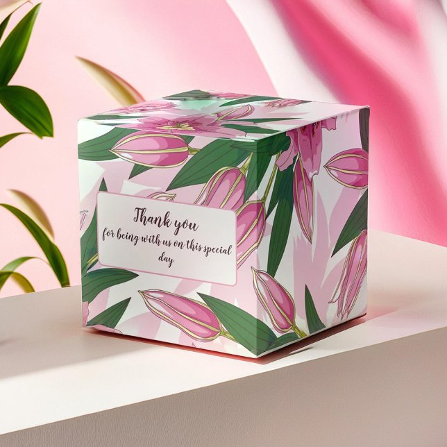 Rosa Blooming Lily Tack / Välkommen Presentaskar (Pink Blooming Lily Thank you / Welcome Favor Boxes)