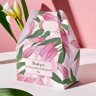 Rosa Blooming Lily Tack/Välkomstruta Presentaskar