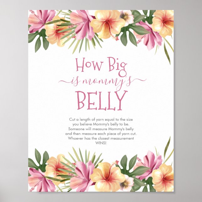 Rosa Blooms Blommigt Hur stor är Mamma Belly Game Poster (Framsidan)