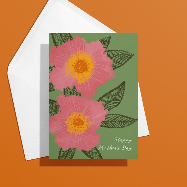 Rosa Blooms Modern Mors dag Card Tack Kort (Skapare uppladdad)