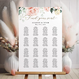 Rosa Blooms-sätesdiagram Bröllop Poster