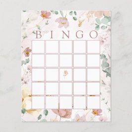 Rosa Blooms Shower Bingo-spelkort