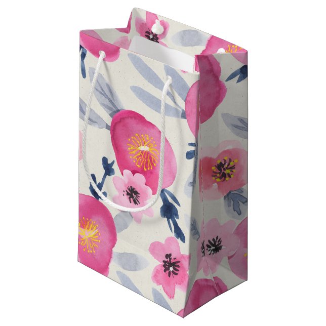 Rosa Blooms Watercolor Blommigts Gift Bag (Framsidan Vinklad)