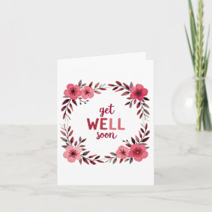 Rosa Blooms Watercolor GET WELL SOON Card Kort