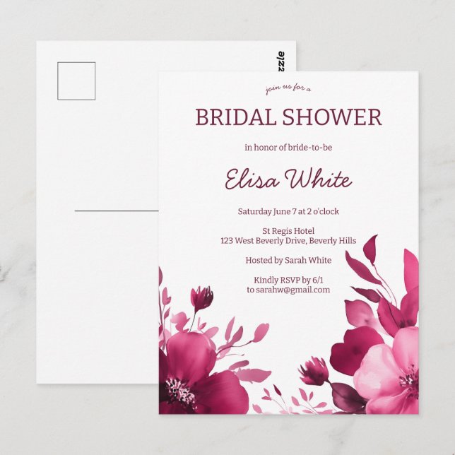 Rosa Blooms Watercolor Möhippa ANPASSNINGSBAR Vykort (Fram/baksida)