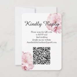 Rosa Blossom Blommig QR-kod Bröllops-Svarskort OSA Kort
