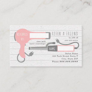 Rosa Blow Dryer + Curling Järn Salon Reference Visitkort