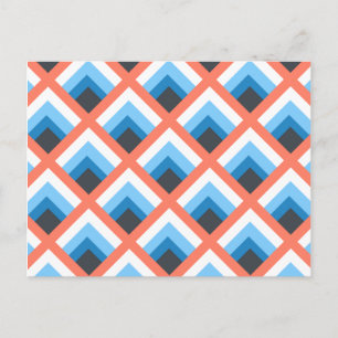 Rosa Blue Abstrakt Geometric Desigric Färg Vykort
