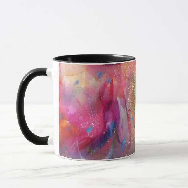 ROSA BLUE ABSTRAKT MED RED RUBY MUGG (Vänster)