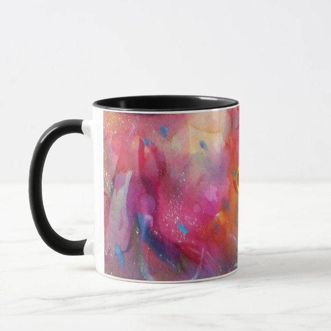 ROSA BLUE ABSTRAKT MED RED RUBY MUGG (Vänster)