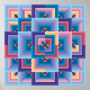Rosa Blue Abstrakt Poster