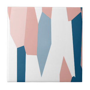 Rosa Blue and White Abstrakt Kakelplatta
