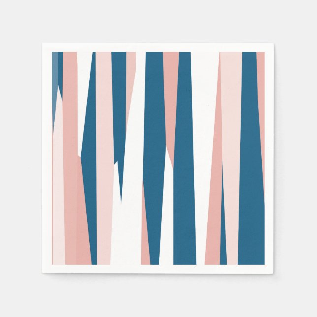 Rosa Blue and White Abstrakt Pappersservett (Framsidan)