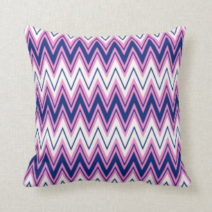 Rosa Blue and Wite Chevron Geometric Mönster 2 Kudde