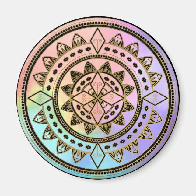 Rosa-Blue-Aqua-Lila Mandala Magnet (Framsidan)