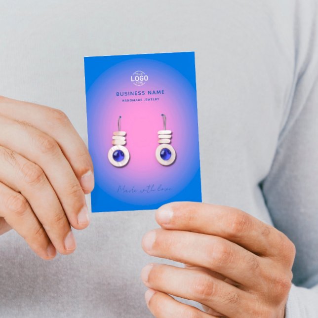 Rosa Blue Aura Modern Earrings Visning Card Visitkort (Skapare uppladdad)