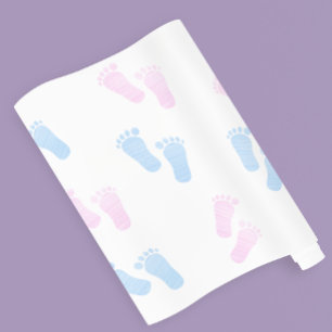 Rosa Blue Baby Feet Foot Print Gender Reveal Party Presentpapper