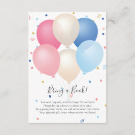 Rosa Blue Balloi & Confetti för med sig Bok Tilläggskort