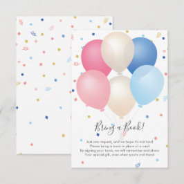 Rosa Blue Balloi & Confetti för med sig Bok Tilläggskort